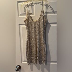 Mind Code Sparkling Silver Mini Dress